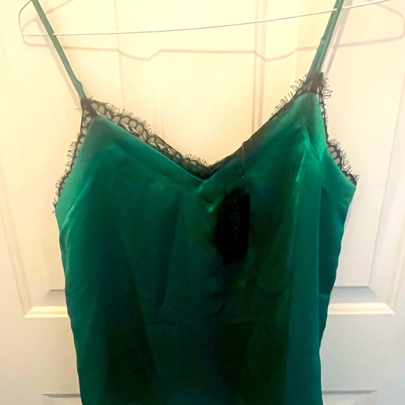NWT Women’s Gibsonlook Green Camisole with Lace Trim, Size Large - Picture 2 of 7
